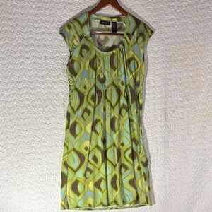 Axcess Blue and Yellow Patterned Midi Dress